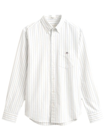 gant πουκαμισο μμ 110 white classic oxford ριγε λευκο μπεζ