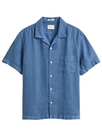 gant ποyκαμισο κμ 442 storm blue λινο κοντομανικο ραφ