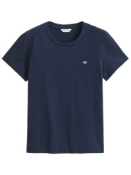 gant μπλουζα κμ 433 evening blue shield ss t-shirt μπλε