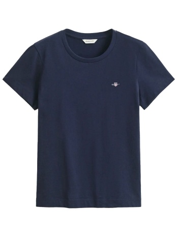 gant μπλουζα κμ 433 evening blue shield ss t-shirt μπλε