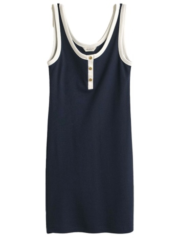 gant φορεμα 433 evening blue contrast color ribbed tank μπλε