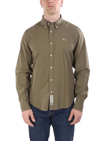 la martina πουκαμισο button down logo χακι