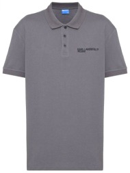 karl lagerfeld jeans polo pique regular fit azure μπλε