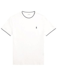 ralph lauren t-shirt classic fit stretch mesh logo λευκο-μπλε