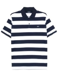 paul&shark polo ριγε logo μπλε-λευκο