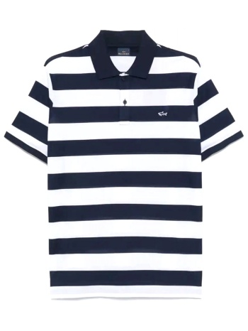 paul&shark polo ριγε logo μπλε-λευκο