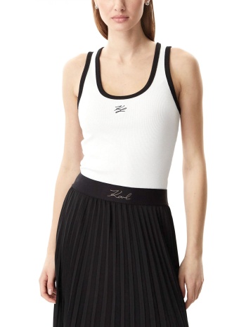 karl lagerfeld tank top autograph logo slim fit εκρου