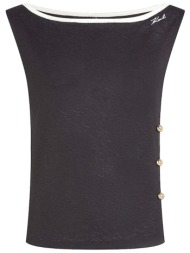 karl lagerfeld top signature vest μαυρο