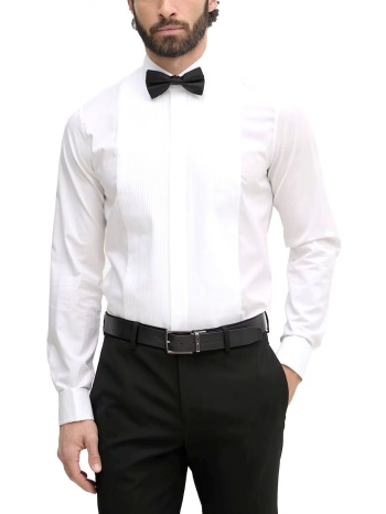 michael kors πουκαμισο slim fit μανικετοκουμπο tuxedo λευκο