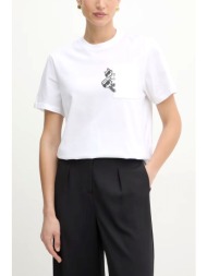 karl lagerfeld t-shirt ikon peek a boo pocket relaxed fit λευκο