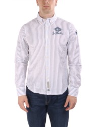 la martina πουκαμισο ριγε button down γκοφρε logo μπλε-λευκο
