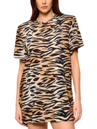 pinko t-shirt margie maxi μαυρο - μπεζ