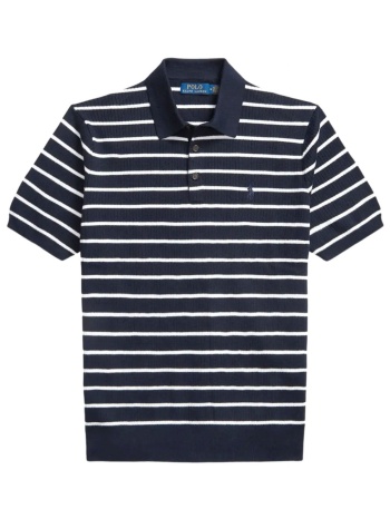 ralph lauren polo πλεκτο ριγε logo μπλε-λευκο