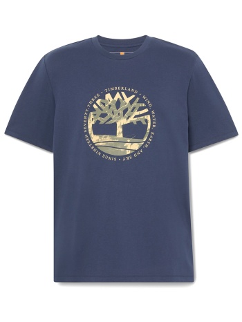 timberland t-shirt tree logo lake house μπλε