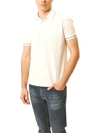 dors polo pique ribs stripes λευκο-γκρι