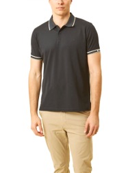 dors polo pique ribs stripes mπλε-γκρι