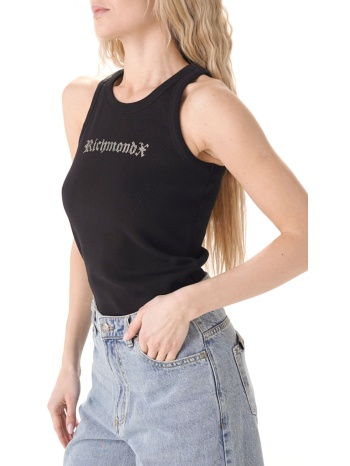 ricmond x tank top verkili logo στρας μαυρο