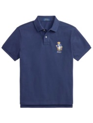 ralph lauren polo custom slim fit logo bear μπλε