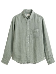 gant πουκαμισο λινο reg gmnt dyed shirt φυστικι