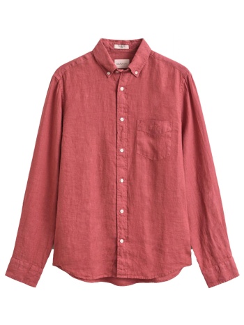 gant πουκαμισο λινο reg gmnt dyed shirt ροζ