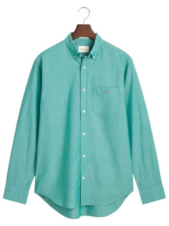gant ποyκαμισο μμ 323 olive green classic poplin τιρκουαζ