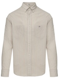 gant πουκαμισο μμ 200 coffee bean classic poplin ριγε λευκο μπεζ