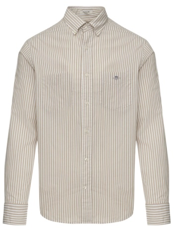 gant πουκαμισο μμ 200 coffee bean classic poplin ριγε λευκο