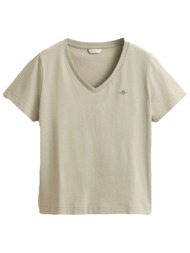 gant μπλουζα κμ 3 country beige shield ss v-neck t-shirt σκουρο μπεζ