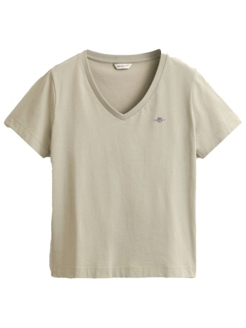 gant μπλουζα κμ 3 country beige shield ss v-neck t-shirt