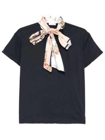 liu-jo t-shirt v-neck φουλαρι μαυρο