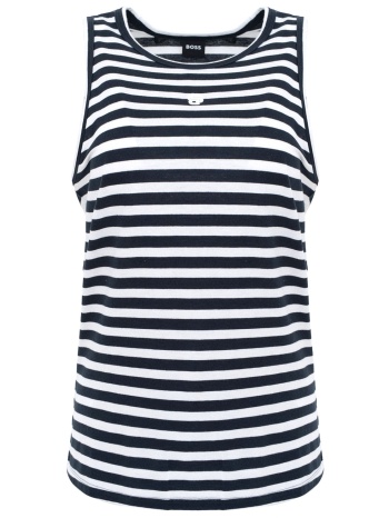 boss tank top everysa_striped ριγε logo μπλε-εκρου σε προσφορά