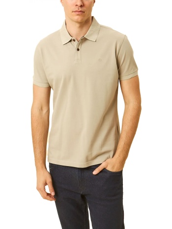 dors polo pique jaquard collar χακι-μπεζ