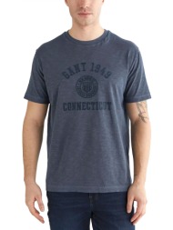 gant t-shirt tonal print ss μπλε