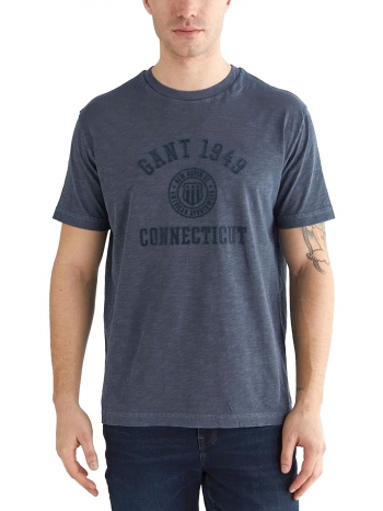 gant t-shirt tonal print ss μπλε