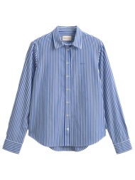 gant ποyκαμισο classic poplin ριγε λευκο - μπλε