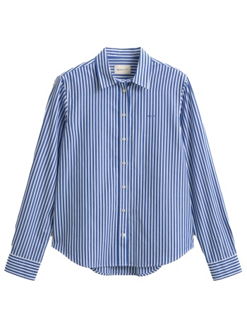 gant ποyκαμισο classic poplin ριγε λευκο - μπλε