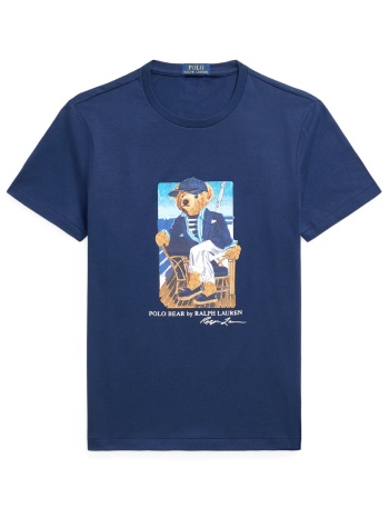 ralph lauren t-shirt custom slim fit logo bear μπλε