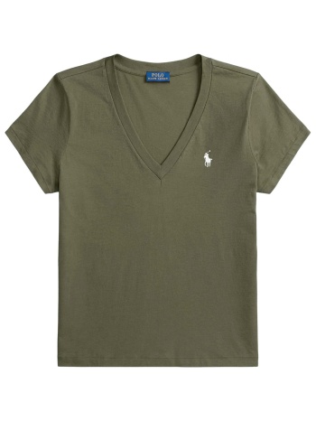 ralph lauren t-shirt v-neck classics logo χακι