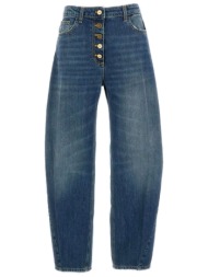 elisabetta franchi παντελονι jeans high waist wide leg barrel μπλε