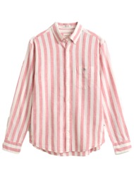 gant πουκαμισο regular fit ριγε λευκο - ροζ