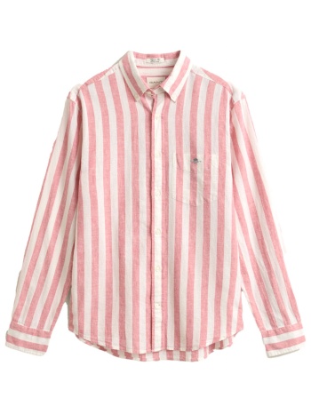 gant πουκαμισο regular fit ριγε λευκο - ροζ