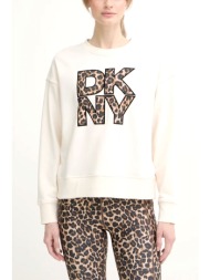 dkny φουτερ λαιμοκοψη logo leopard print εκρου