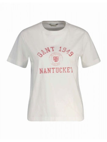 gant t-shirt graphic print λευκο