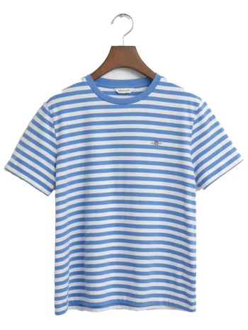 gant t-shirt shield ριγε γαλαζιο λευκο