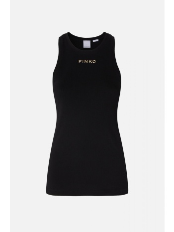 pinko tank top distinto silver logo μαυρο