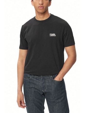 karl lagerfeld t-shirt crewneck silver logo μαυρο