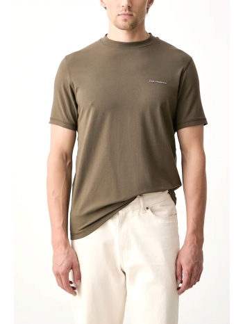 karl lagerfeld t-shirt crewneck metallic logo χακι