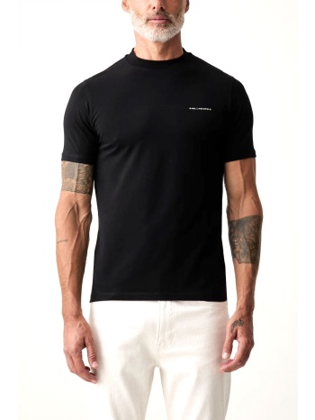 karl lagerfeld t-shirt crewneck metallic logo μαυρο