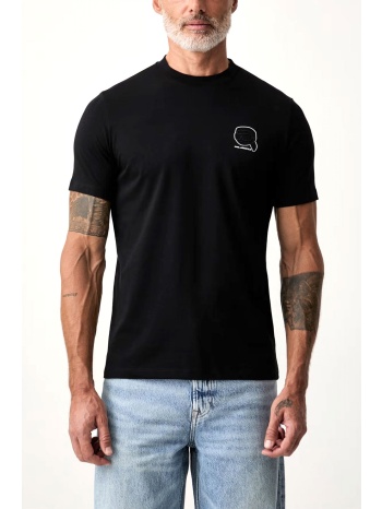 karl lagerfeld t-shirt crewneck logo μαυρο