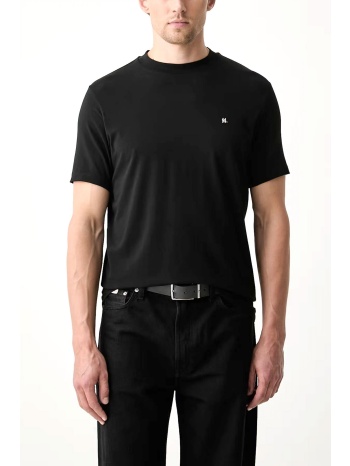 karl lagerfeld t-shirt crewneck metallic logo μαυρο